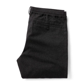 flatlay of the back of The Carmel Pant in Dark Charcoal folded