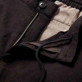 material shot of the button fly on The Carmel Pant in Timber