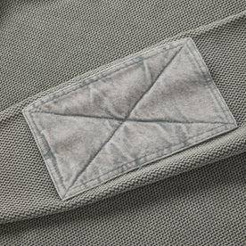 material shot of the elbow pads on The Moor Sweater in Slate