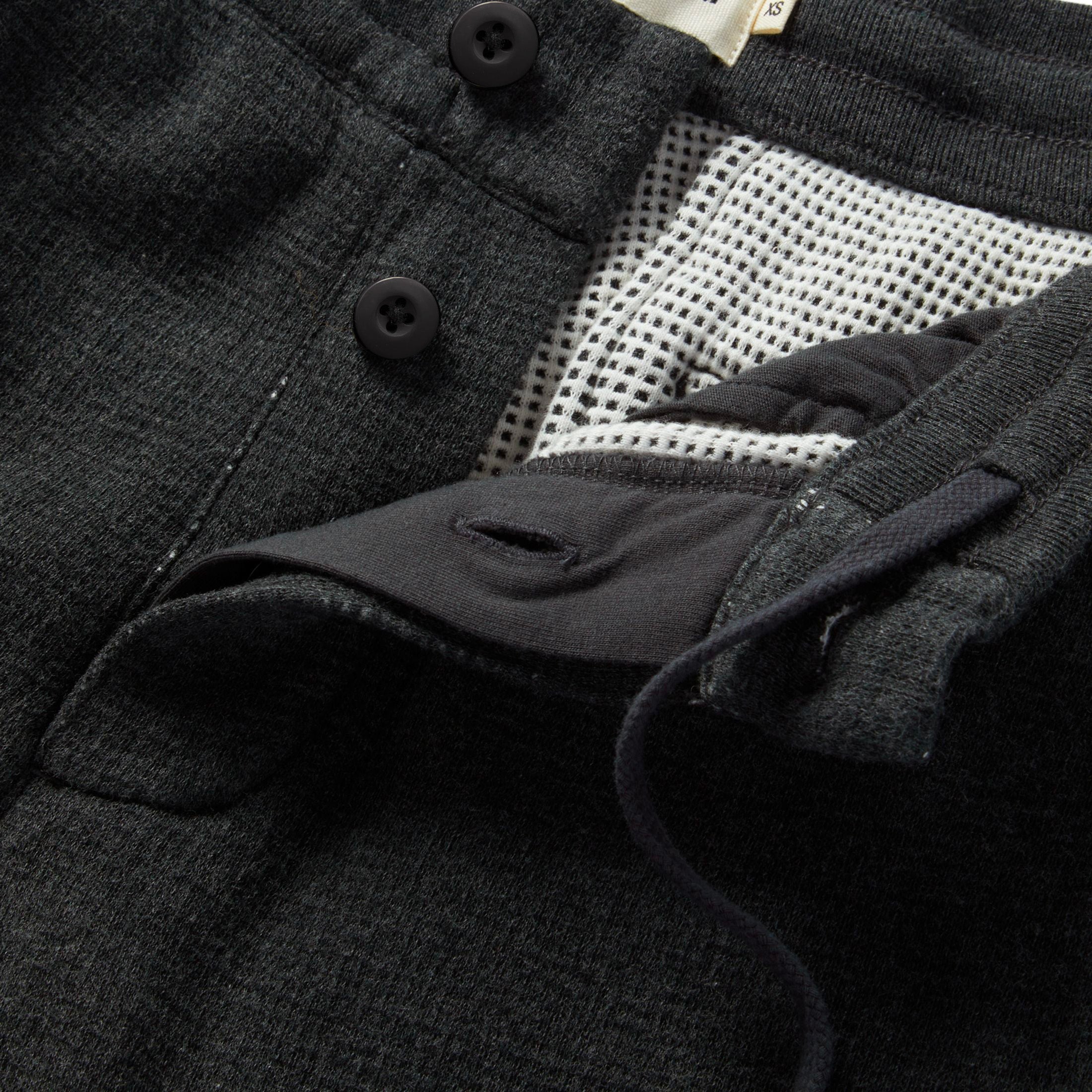 material shot of the waffle interior on The Weekend Pant in Coal Double Knit, Knits by Taylor Stitch