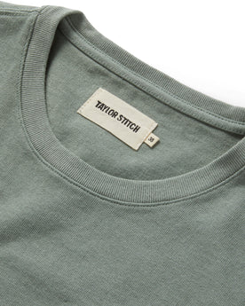 material shot of the collar on The Heavy Bag Tee in Slate, Knits by Taylor Stitch