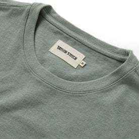 material shot of the collar on The Heavy Bag Tee in Slate
