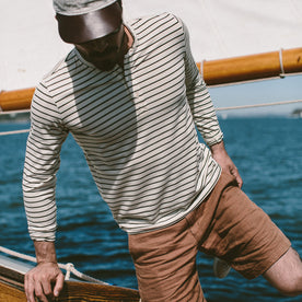 The Mercerized Merino Henley in Forest Stripe - featured image