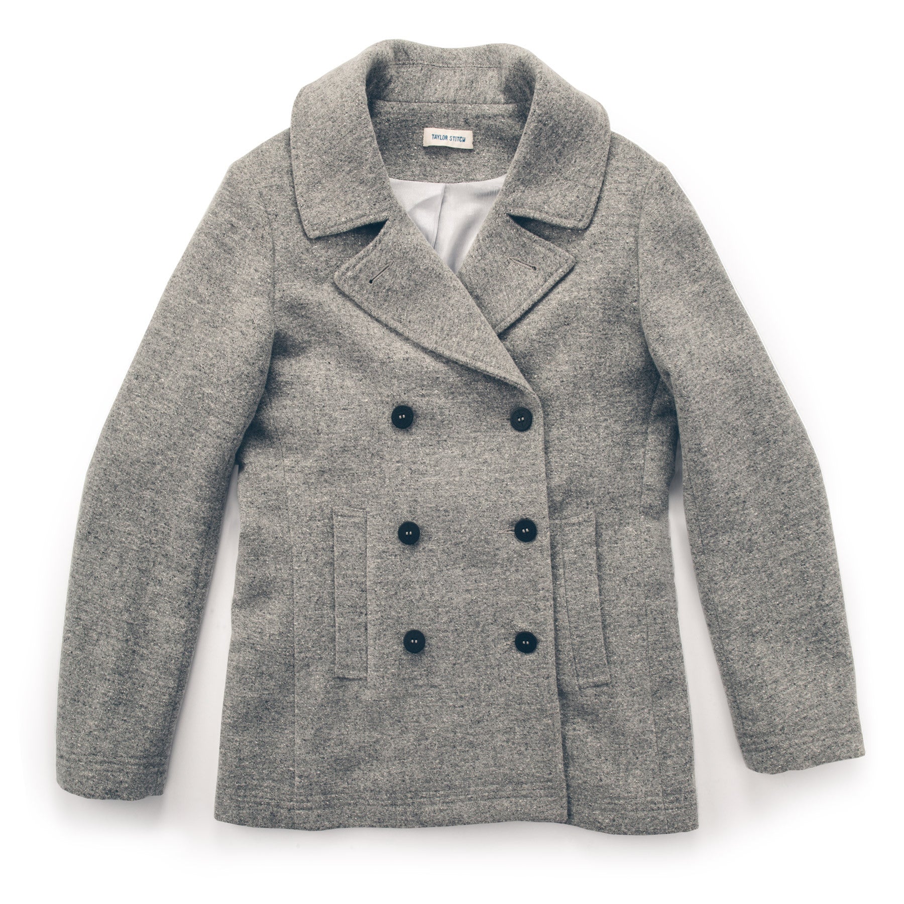 The Mariner Peacoat in Ash Donegal Lambswool: Featured Image, Outerwear by Taylor Stitch
