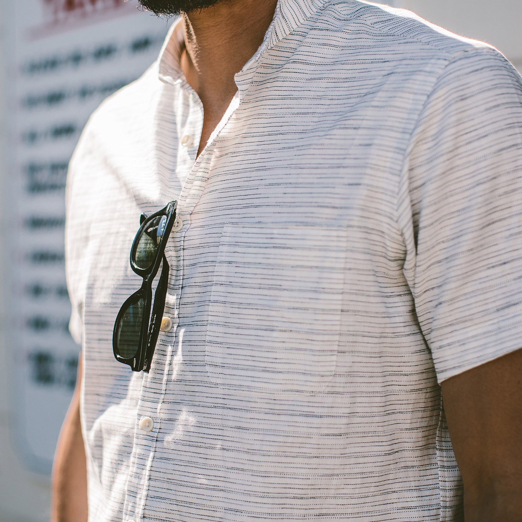 The Bandit in White & Navy Slub Stripe: Alternate Image 3, Wovens by Taylor Stitch