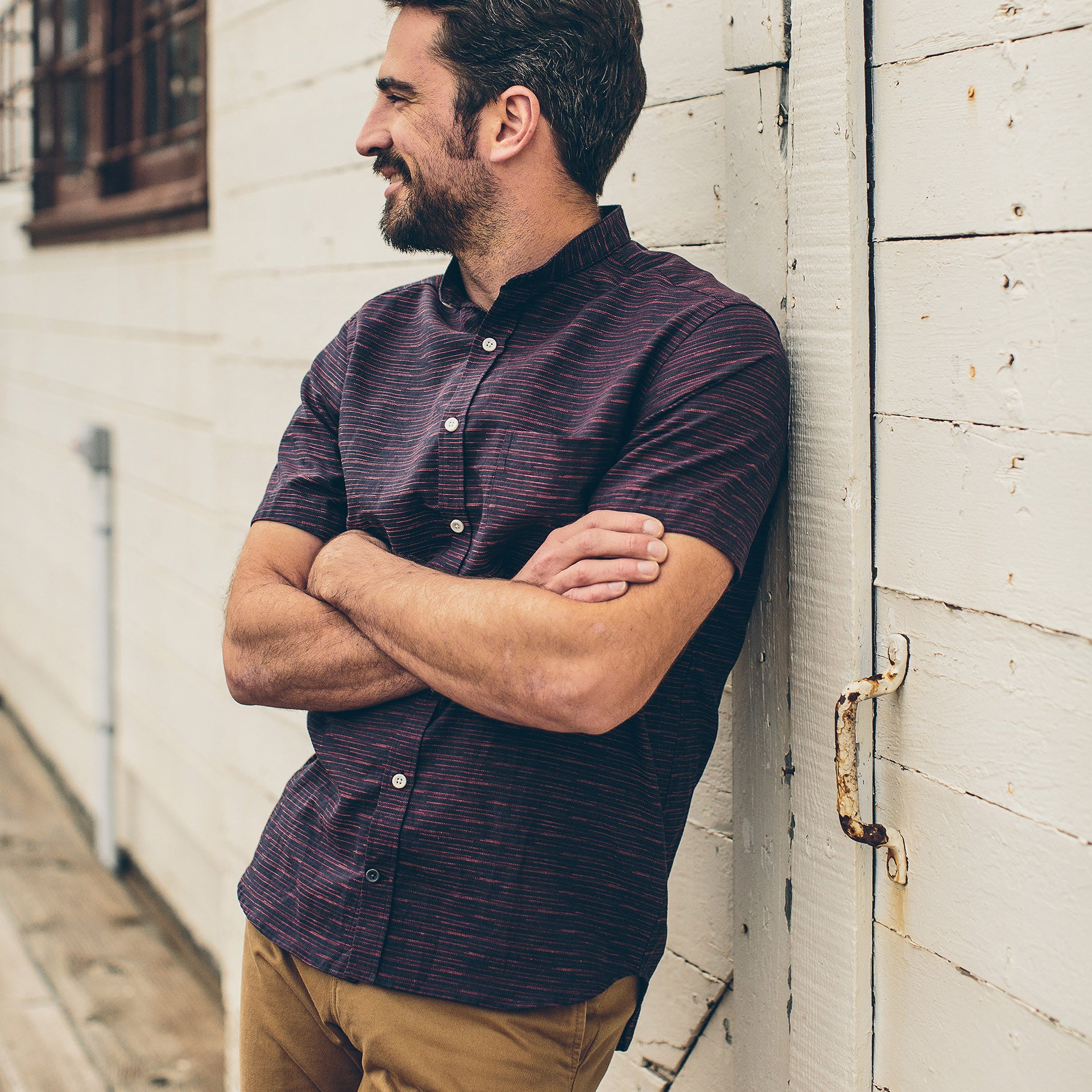 The Bandit in Navy & Red Slub Stripe: Alternate Image 1, Wovens by Taylor Stitch
