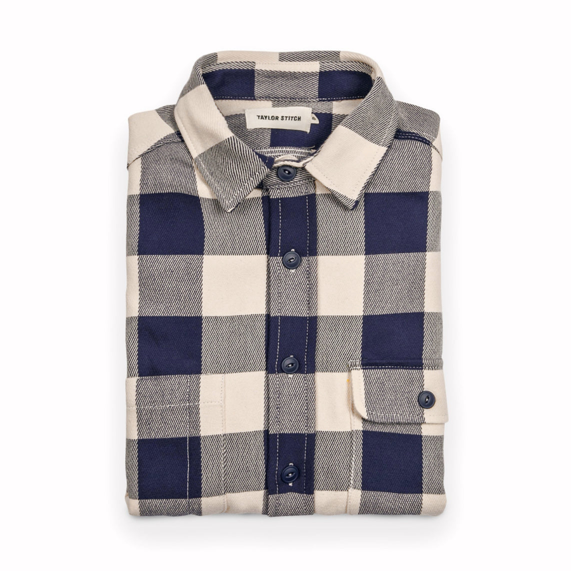 The Moto Utility Shirt in Natural & Navy Buffalo Plaid: Featured Image, Wovens by Taylor Stitch