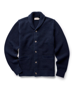 flatlay of The Crawford Cardigan Sweater in Navy, Knits by Taylor Stitch