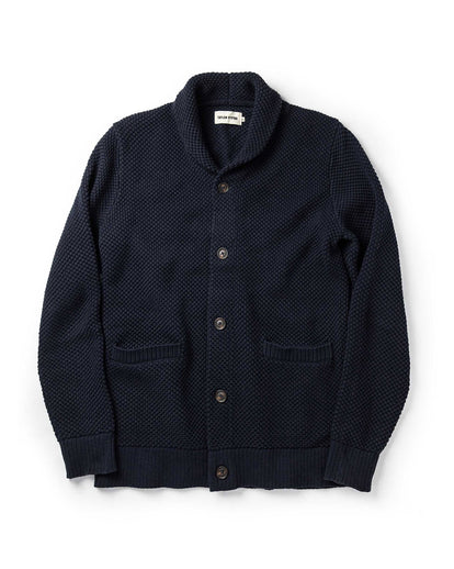 flatlay of The Crawford Cardigan Sweater in Navy