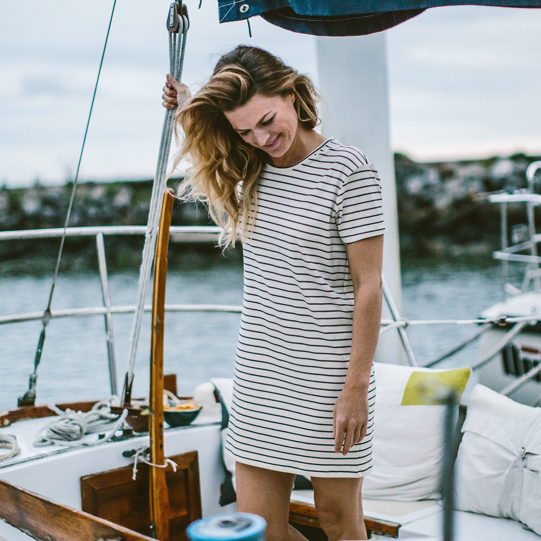 The Sausalito Dress in Forest Stripe Mercerized Merino: Alternate Image 1, Dresses by Taylor Stitch