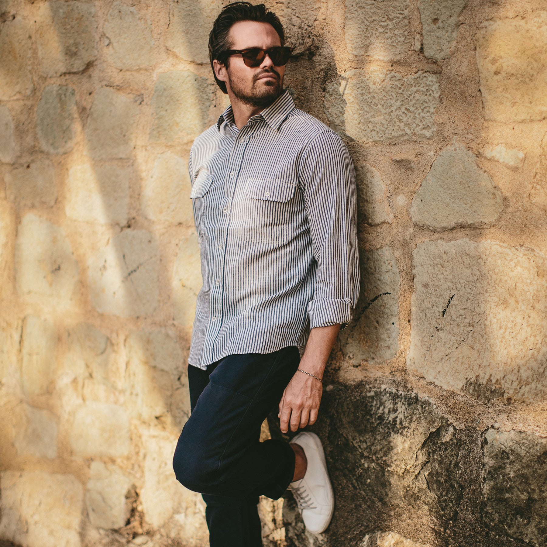 The Chore Shirt in Natural Striped Chambray: Alternate Image 1, Wovens by Taylor Stitch