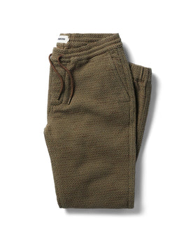 flatlay of The Apres Pant in Cypress Sashiko folded, Bottoms by Taylor Stitch
