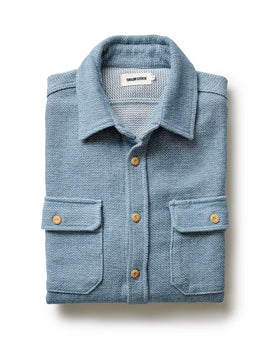 flatlay of The Division Shirt in Washed Indigo folded, Wovens by Taylor Stitch
