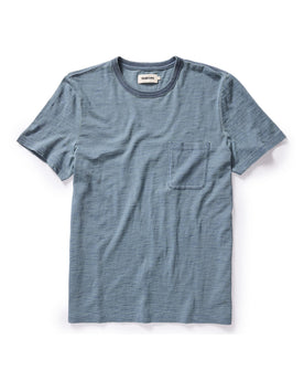 flatlay of The Organic Cotton Tee in Dyed Indigo, Knits by Taylor Stitch