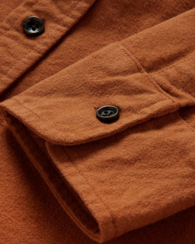 Material shot of the cuffs on The Yosemite Shirt in Copper, Wovens by Taylor Stitch