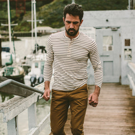 The Mercerized Merino Henley in Navy Stripe - featured image