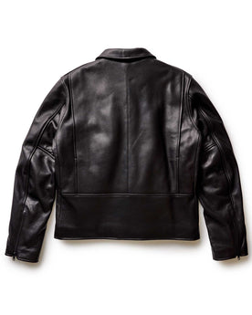 flatlay of the back of The Moto Jacket in Black Steerhide, Outerwear by Taylor Stitch
