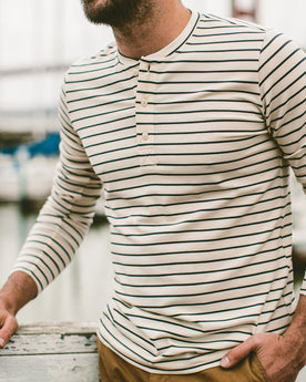 The Mercerized Merino Henley in Navy Stripe: Alternate Image 2, Knits by Taylor Stitch