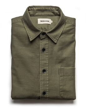 The Mechanic Shirt in Olive Reverse Sateen: Featured Image, Wovens by Taylor Stitch
