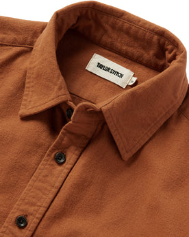 Material shot of the collar on The Yosemite Shirt in Copper, Wovens by Taylor Stitch