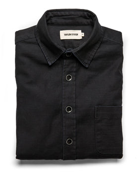 The Mechanic Shirt in Black Reverse Sateen: Featured Image, Wovens by Taylor Stitch