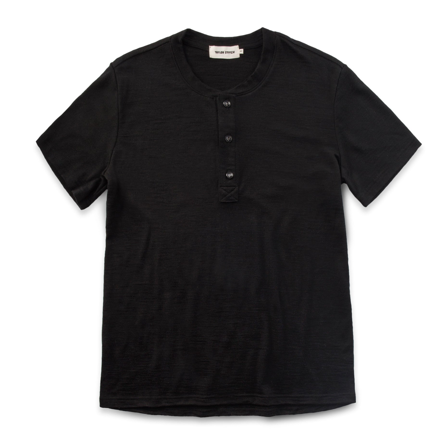 The Short Sleeve Henley in Black Merino: Featured Image, Knits by Taylor Stitch