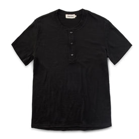 The Short Sleeve Henley in Black Merino: Featured Image