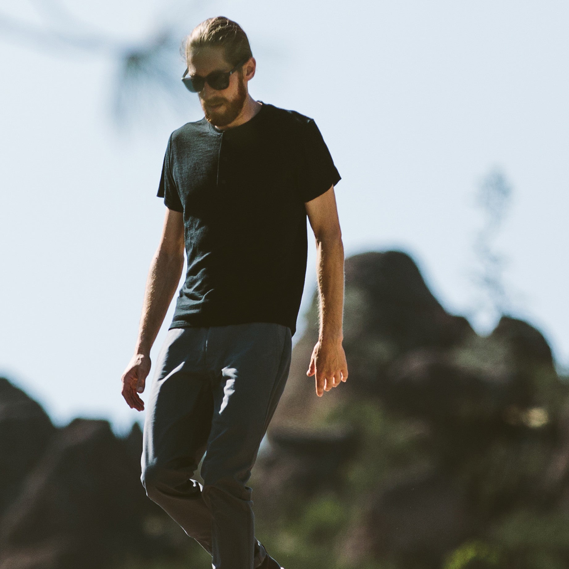 The Short Sleeve Henley in Black Merino: Alternate Image 1, Knits by Taylor Stitch