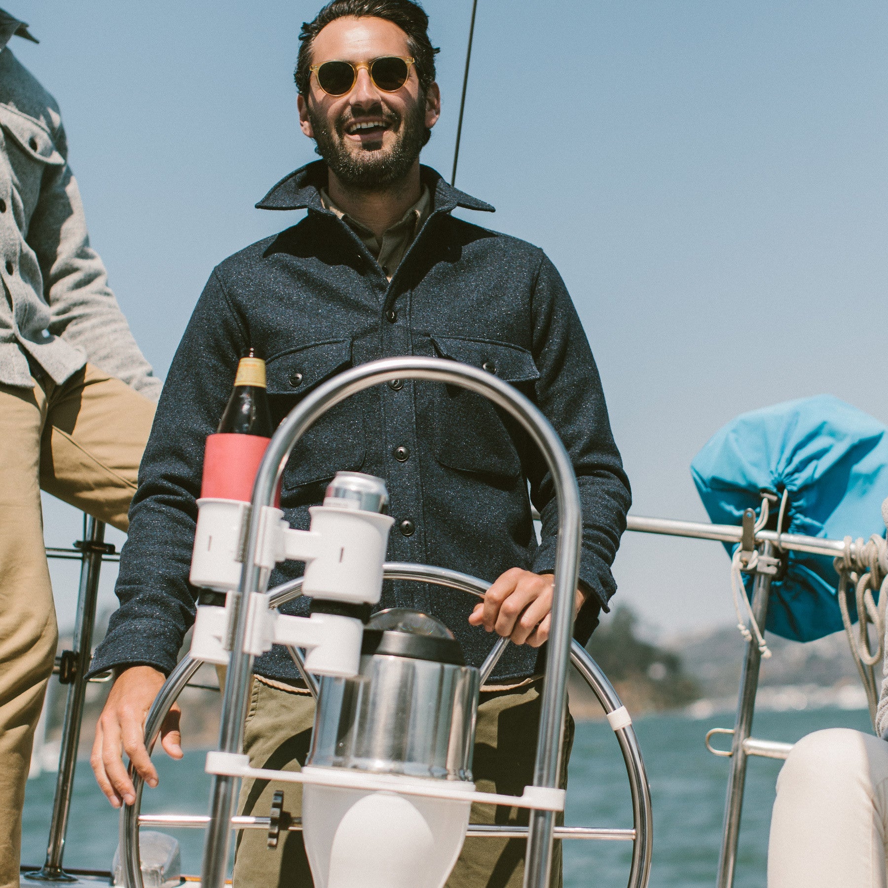 The Maritime Shirt Jacket in Navy Donegal Lambswool: Alternate Image 5, Outerwear by Taylor Stitch