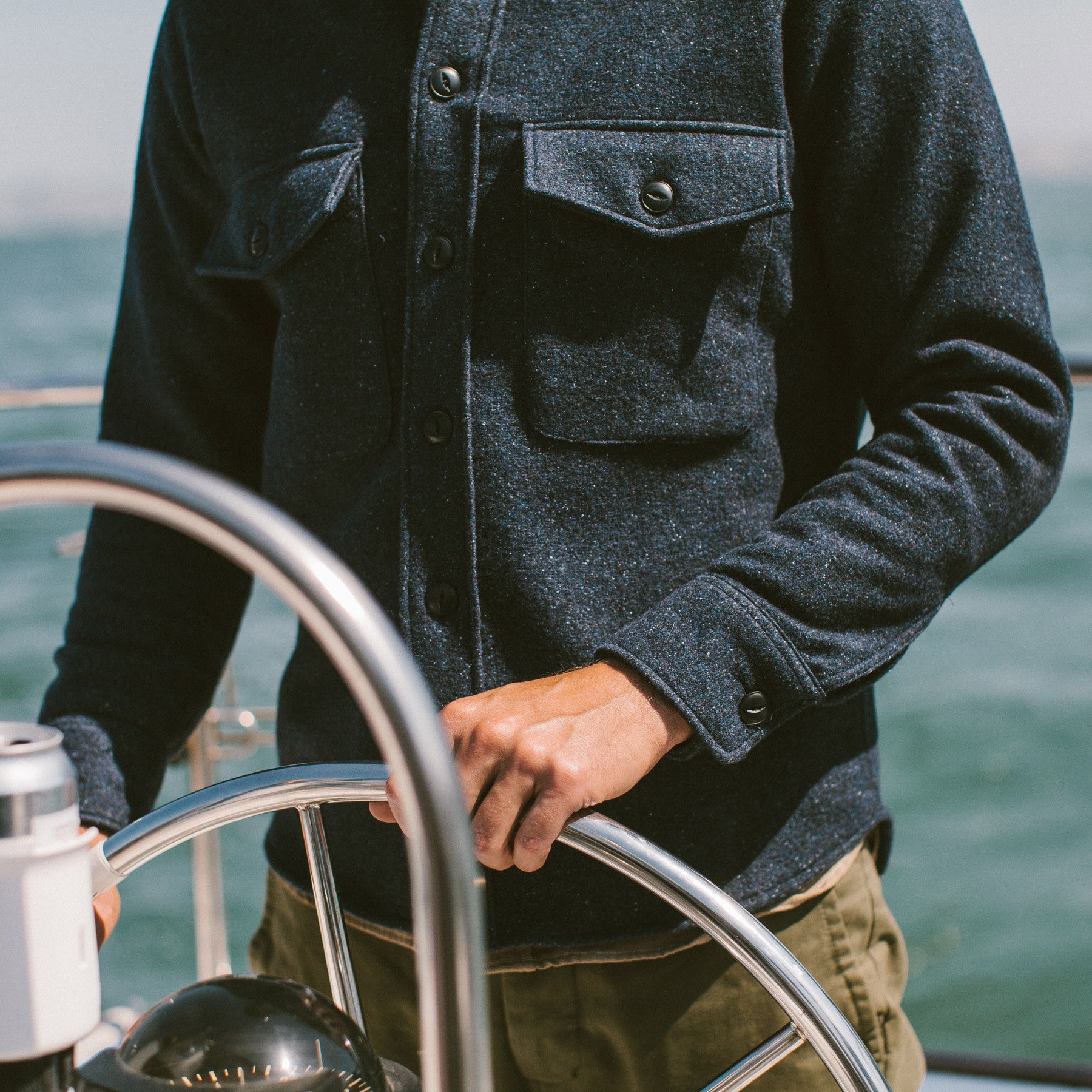 The Maritime Shirt Jacket in Navy Donegal Lambswool: Alternate Image 4, Outerwear by Taylor Stitch