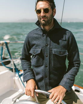 The Maritime Shirt Jacket in Navy Donegal Lambswool: Alternate Image 1, Outerwear by Taylor Stitch