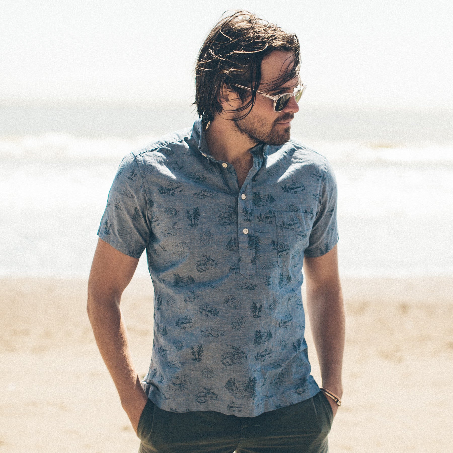 The Popover in Navy Aloha: Alternate Image 4, Wovens by Taylor Stitch