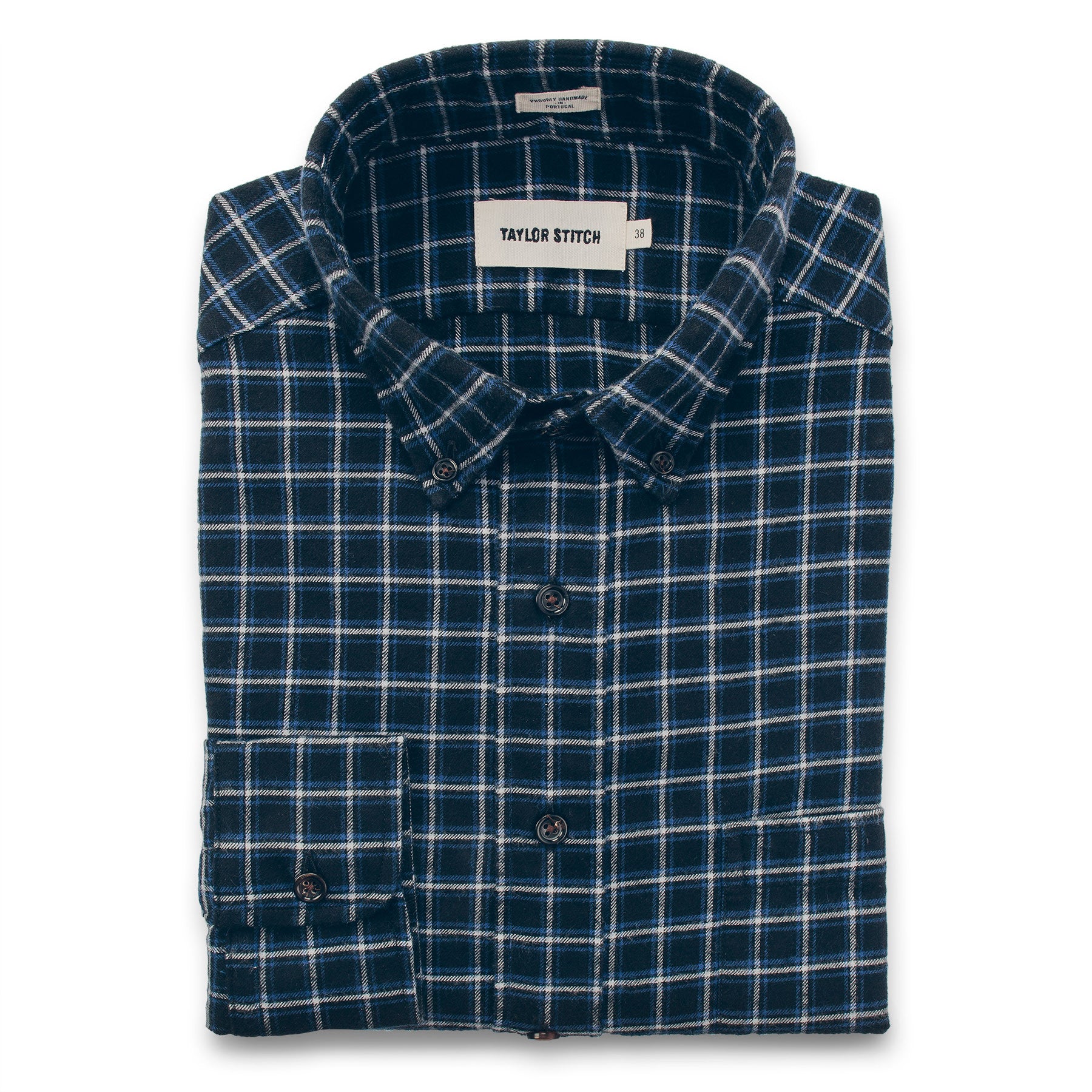 The Jack in Brushed Navy Plaid Flannel: Featured Image, Wovens by Taylor Stitch