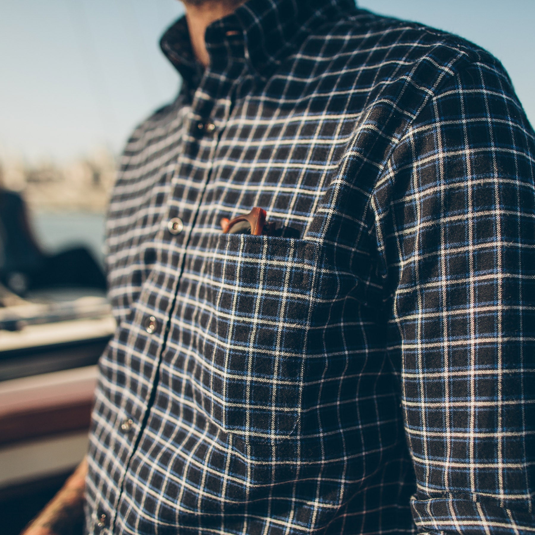 The Jack in Brushed Navy Plaid Flannel: Alternate Image 2, Wovens by Taylor Stitch