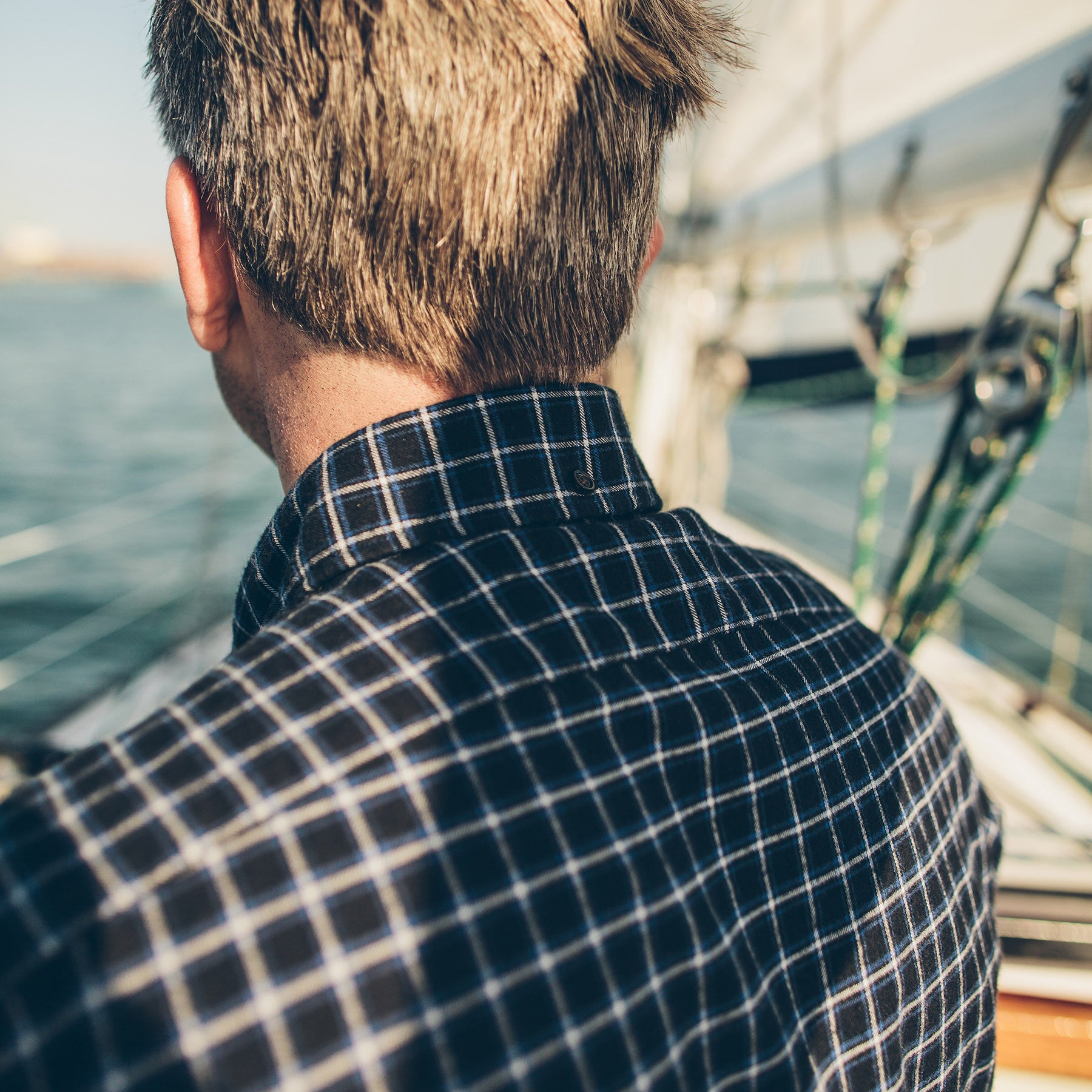 The Jack in Brushed Navy Plaid Flannel: Alternate Image 4, Wovens by Taylor Stitch