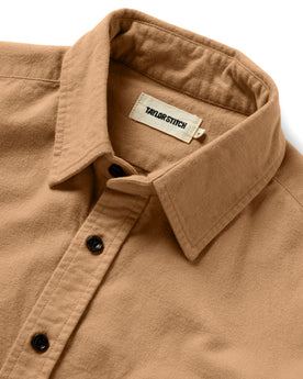 Material shot of the collar on The Yosemite Shirt in Tan, Wovens by Taylor Stitch