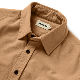 Material shot of the collar on The Yosemite Shirt in Tan