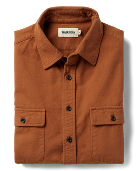 Folded flatlay of The Yosemite Shirt in Copper, Wovens by Taylor Stitch