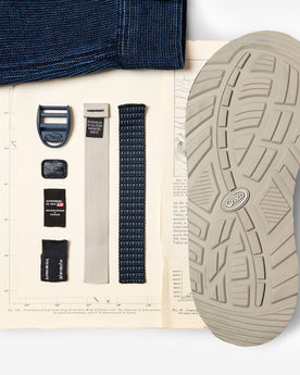 material shot of the outsoles on The Z/1 Classic USA in Navy Waffle, Footwear by Taylor Stitch