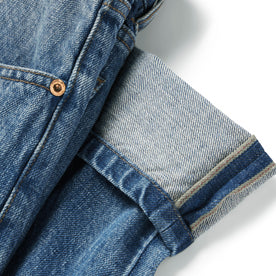 material shot of the cuffs on The Slim Jean in Patch Wash Selvage