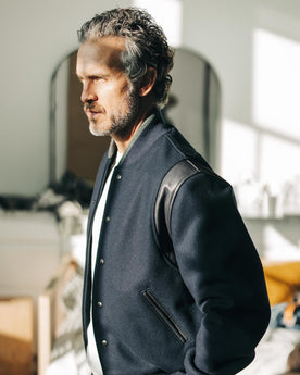 The Golden Bear Snap Bomber in Midnight Wool: Alternate Image 2, Outerwear by Taylor Stitch