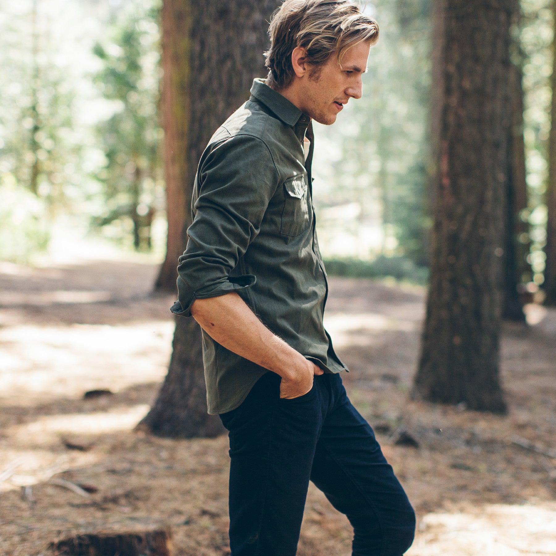 The Glacier Shirt in Olive Twill: Alternate Image 1, Wovens by Taylor Stitch