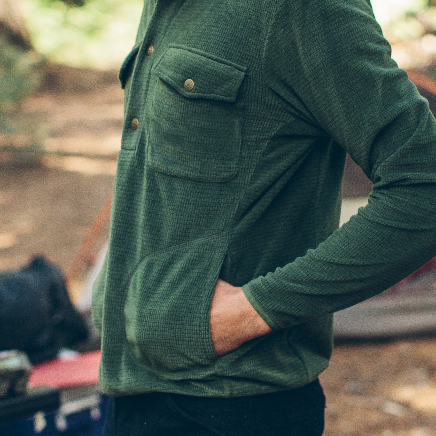 The Pack Pullover in Olive Polartec Fleece: Alternate Image 4, Outerwear by Taylor Stitch