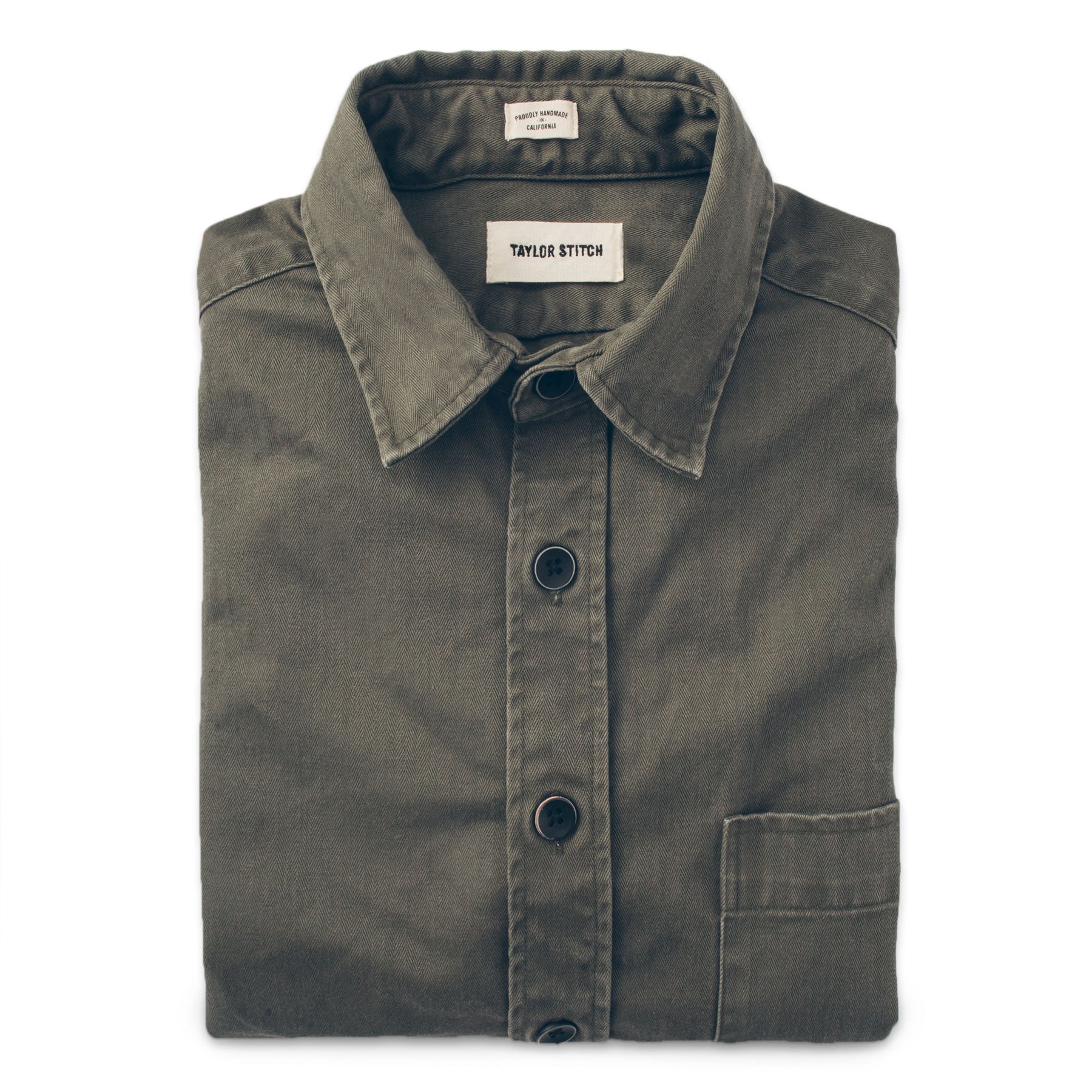 The Mechanic in Washed Olive Herringbone: Featured Image, Wovens by Taylor Stitch