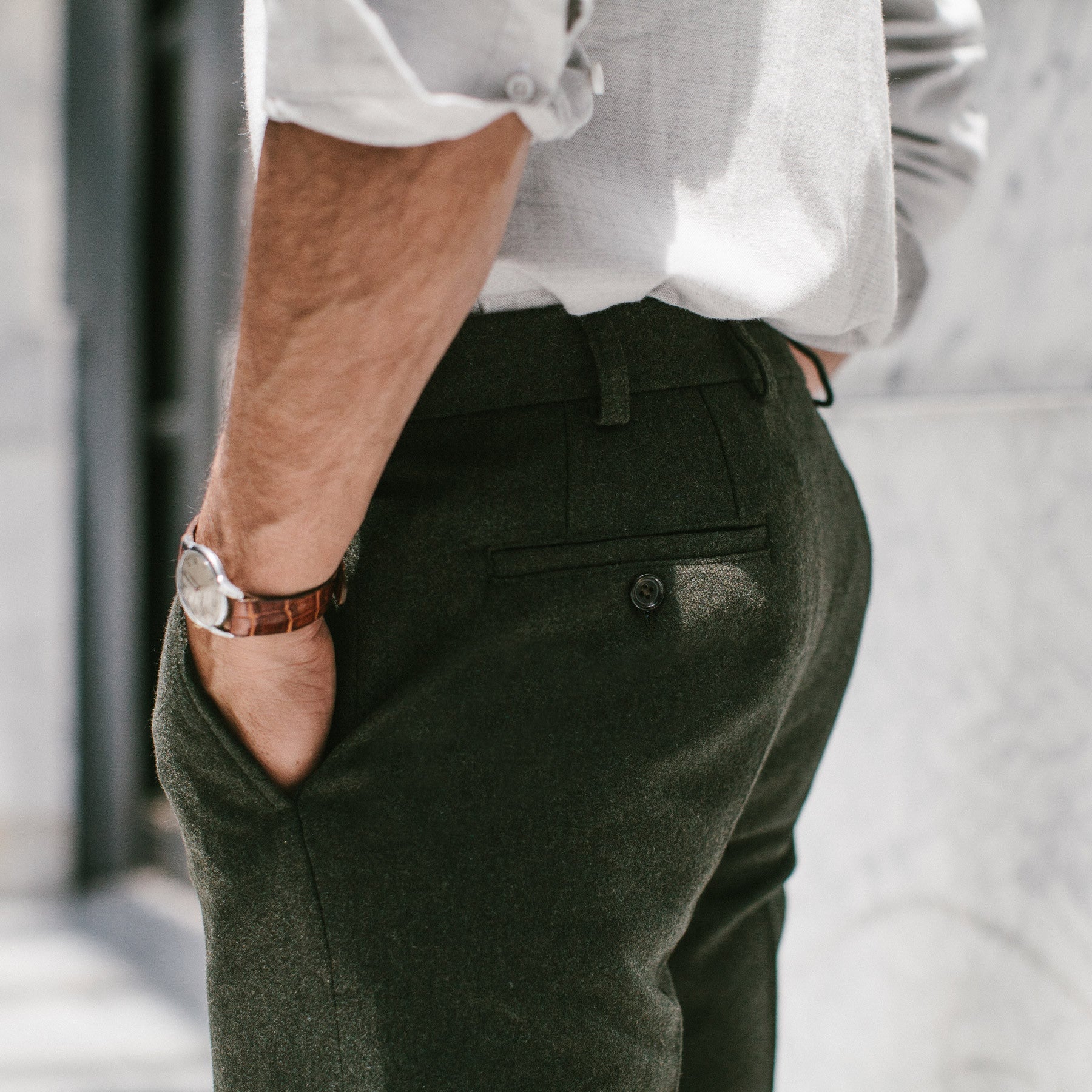 The Telegraph Trouser in Olive Wool: Alternate Image 3, Pants by Taylor Stitch