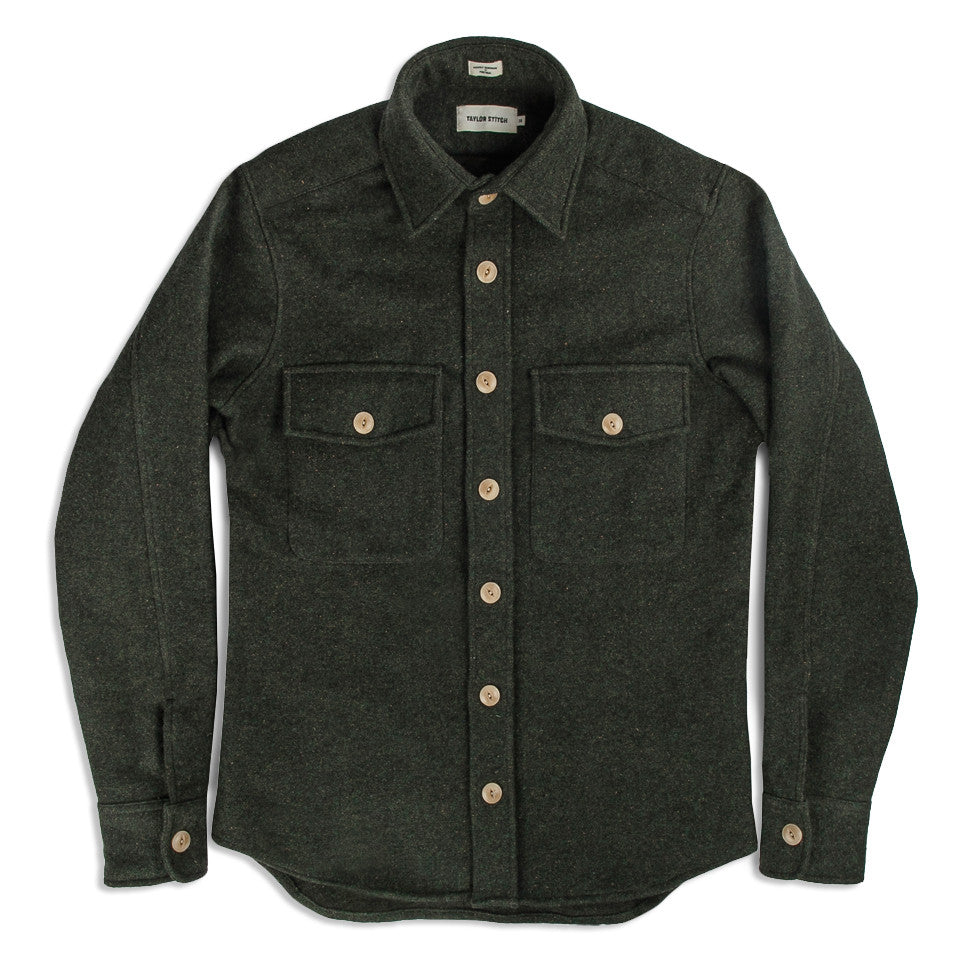 The Maritime Shirt Jacket in Moss Donegal Wool: Alternate Image 2, Wovens by Taylor Stitch