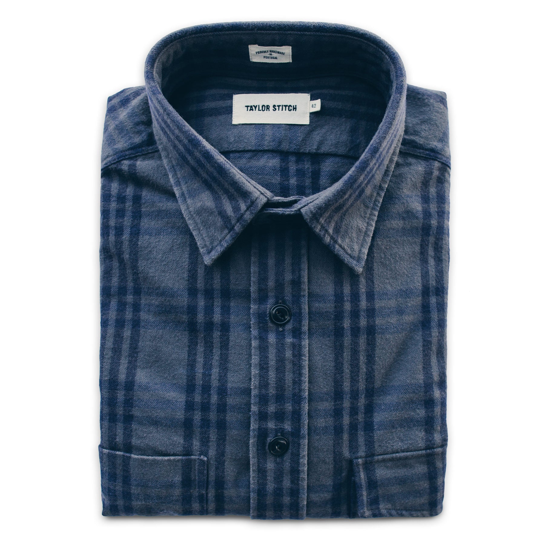 The Crater Shirt in Charcoal & Navy Plaid: Featured Image, Wovens by Taylor Stitch
