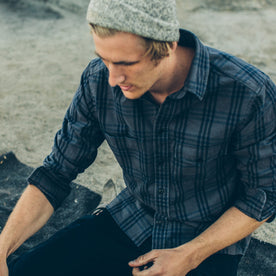 The Crater Shirt in Charcoal & Navy Plaid
