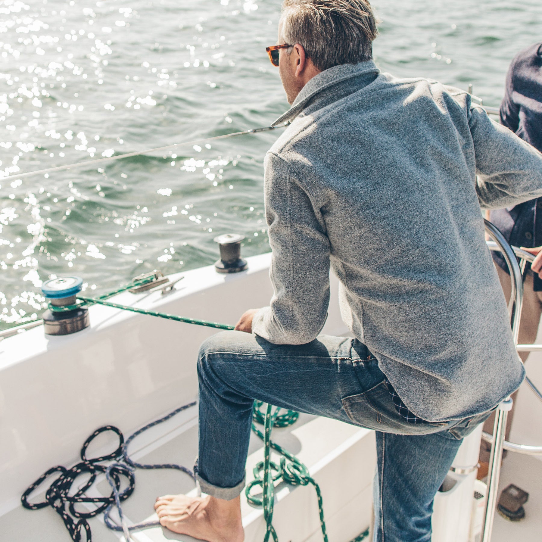 The Maritime Shirt Jacket in Ash Donegal Lambswool: Alternate Image 3, Outerwear by Taylor Stitch