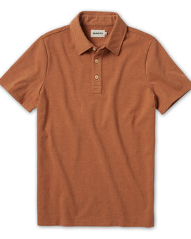 flatlay of The Heavy Bag Polo in Apricot, Knits by Taylor Stitch